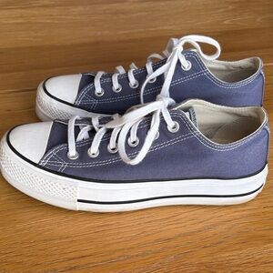 Converse Classic Blue and White Platform Sneakers